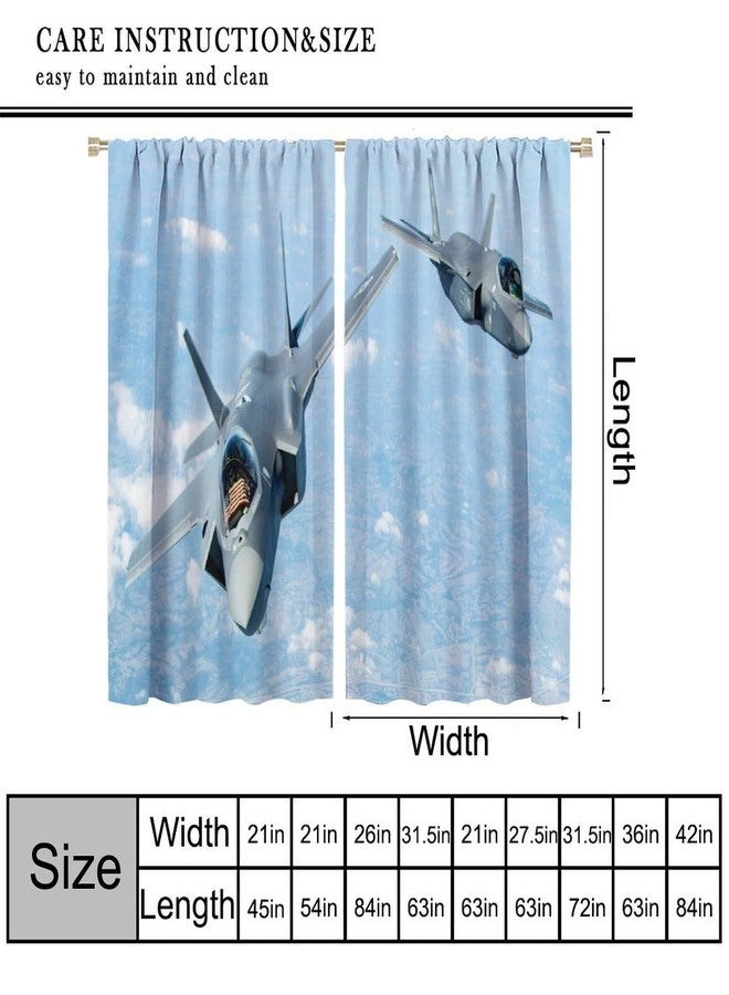 AAVEUP Combat Airplane Curtains, Blue Sky White Clouds U.S. Military Fighter Jet Blackout Windows Treatments, Thermal Insulated Drapes for Kids Boys Adolescents Living Room Bedroom Bathroom 42x45in - Image 2